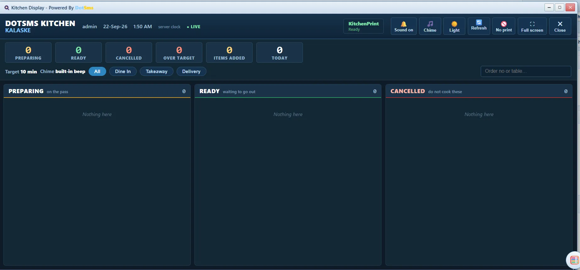 Kitchen Display screen in Dot Sms Business One